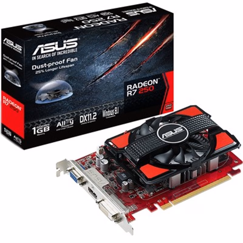 Placa de Video Asus AMD Radeon R7 250 1GB R7 250-1GD5 PCI-E