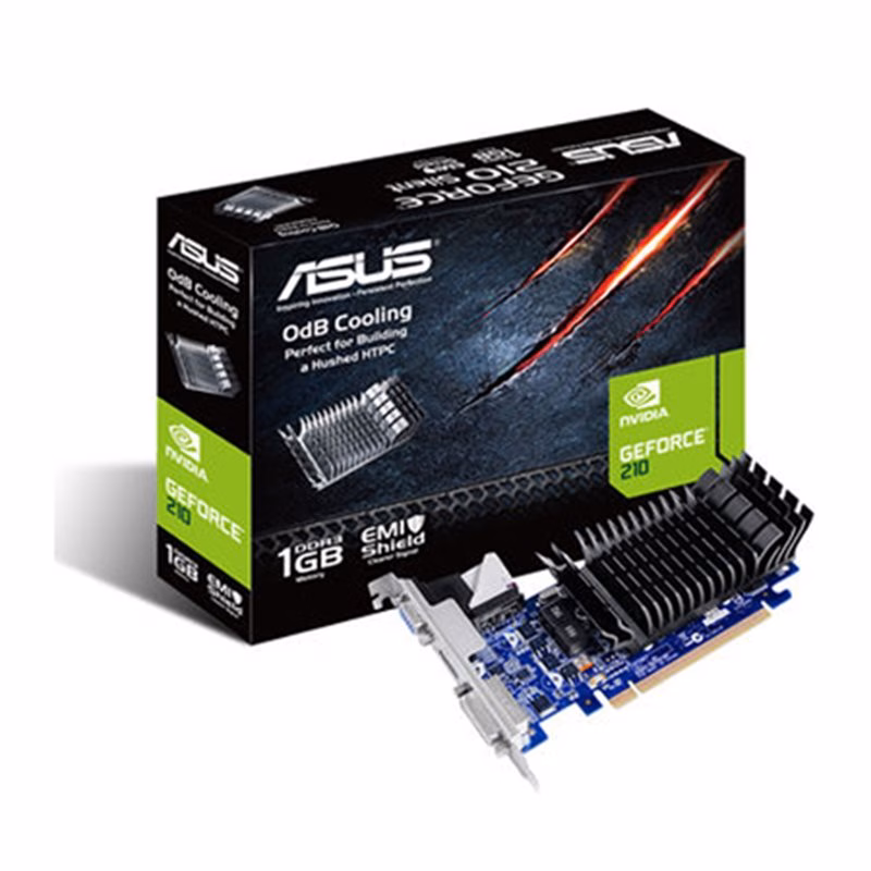 Placa de Vídeo PCI Express 2.0 NVIDIA GeForce 1GB 64Bits DDR3 EN210 SILENT/DI/1GD3/V2(LP) - Asus
