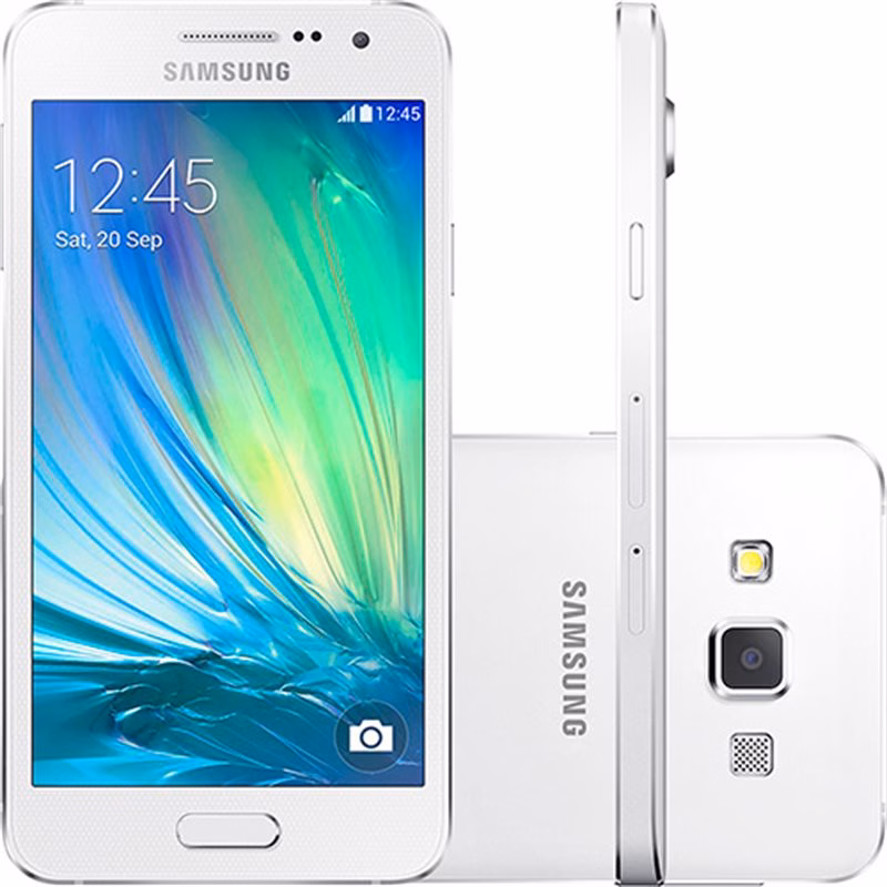 SMARTPHONE SAMSUNG GALAXY A3 A300 - CAMERA DE 8MP MEMORIA 16GB TELA DE 4.5" 4G DUAL BRANCO