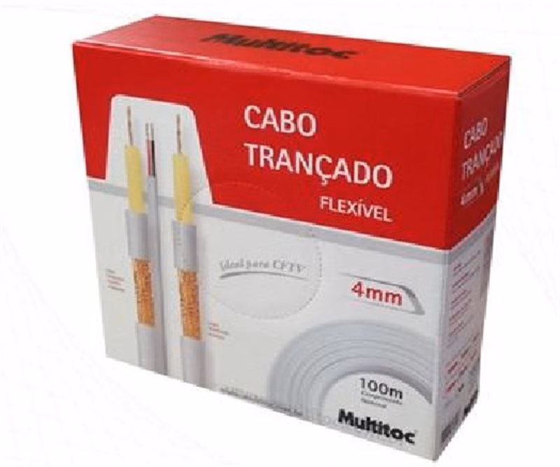 Cabo trançado CFTV Multitoc SLIM 4MM+2X26 AWG-75OHMS 100MTS