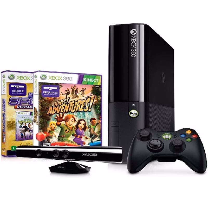Console Microsoft XBOX 360, 4GB, Kinect e Jogos N7V-00112