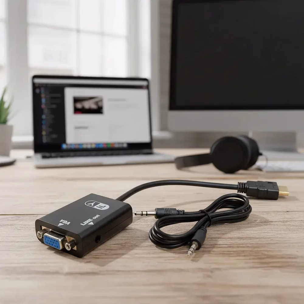 Cabo Adaptador Conversor Hdmi Para Vga Com Áudio FY-42 - Imagem 2