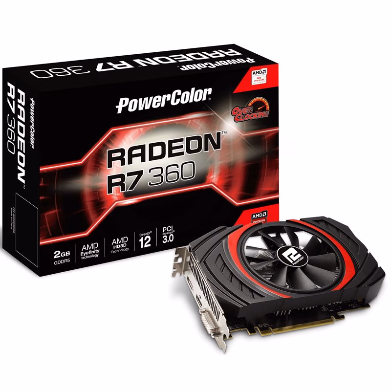 PLACA DE VÍDEO POWER COLOR AMD RADEON AXR7 360 2GB - 2GBD5-DHE/OC