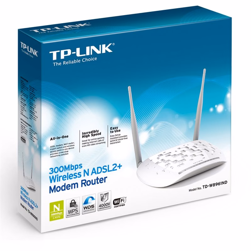 MODEM ROTEADOR TP-LINK TD-W8961ND WIRELESS ADSL2+ 300MBPS
