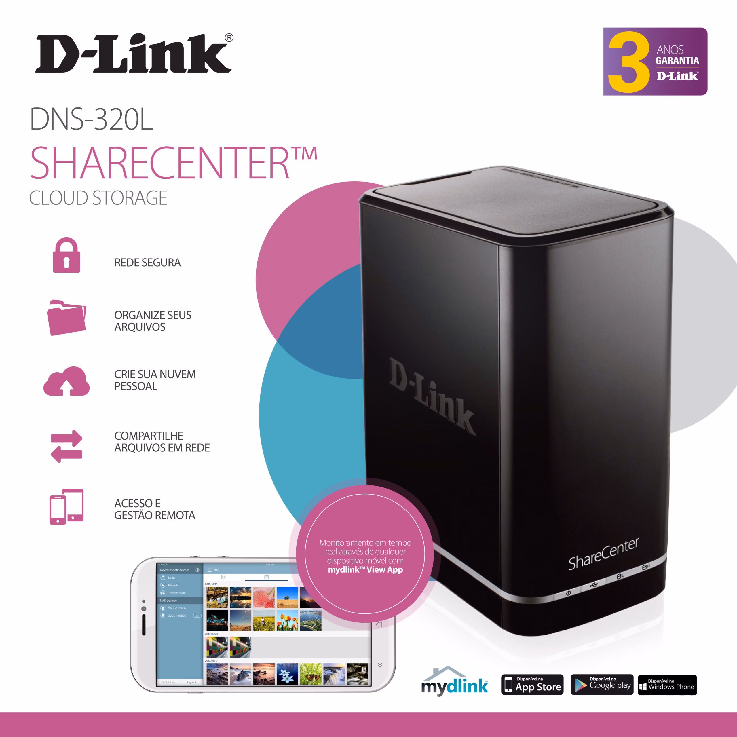 STORAGE D-Link em Rede SATA RAID - DNS-320L/ZTR - Imagem 2