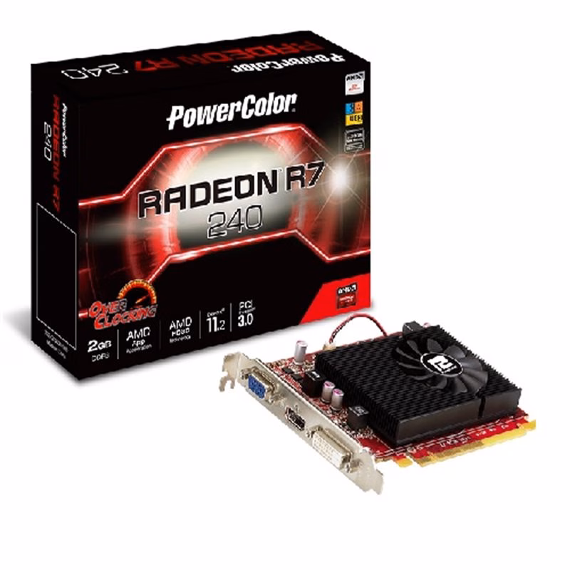 Placa de Vídeo VGA PowerColor Radeon R7 240 2GB DDR3 128 bits PCI-Express 3.0 AXR7 240 2GBK3-HV2E/OC