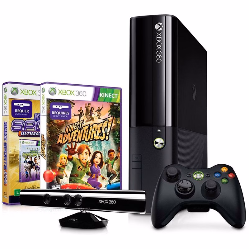 Console Microsoft XBOX 360, 500GB, Kinect e Jogos,3MN-00016