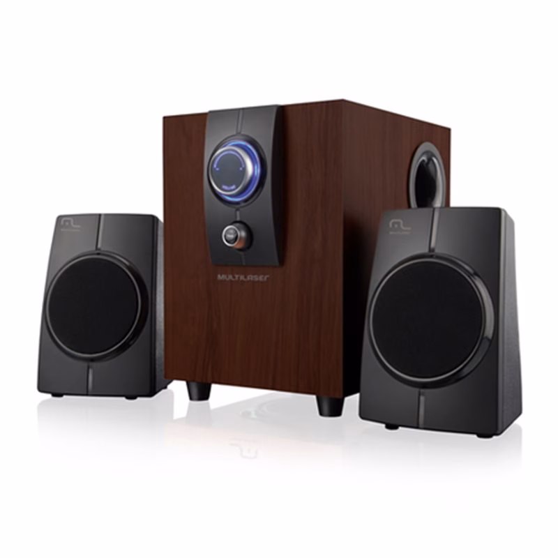CAIXA DE SOM MULTILASER SP147 SUBWOOFER 2.1 30W RMS MADEIRA