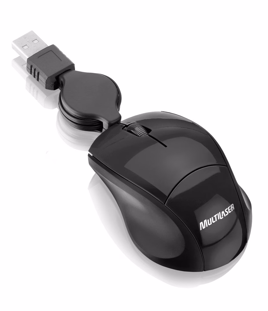 Mouse Multilaser MO154 Óptico USB Retrátil Fit