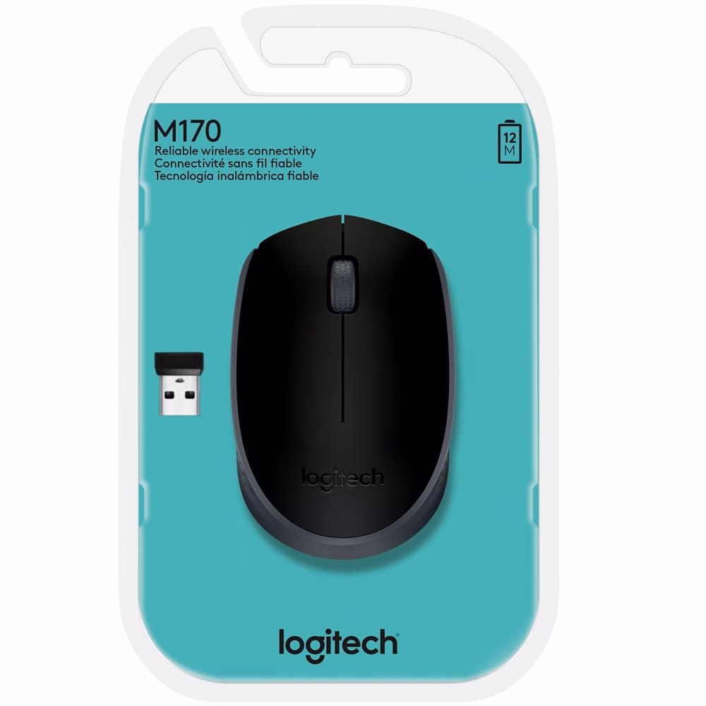 Mouse Logitech Sem Fio M170 Preto e Cinza - Imagem 7