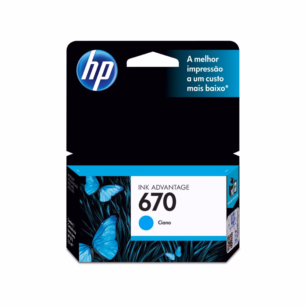 Cartucho de Tinta Ciano 670 CZ114AB - HP