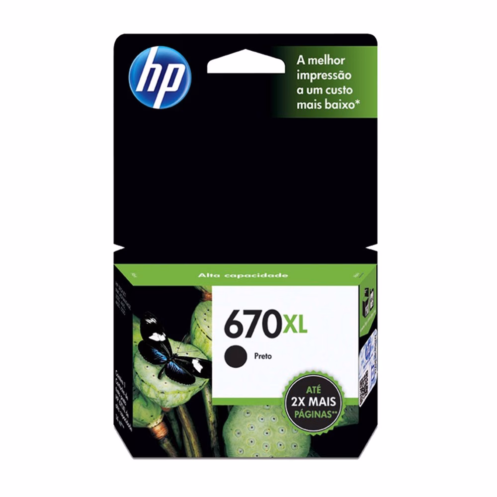 Cartucho de Tinta Preto 670XL CZ117AB - HP
