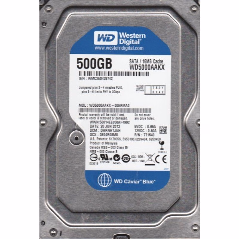 HD WESTERN DIGITAL 500GB SATA 7200 3,5" WD5000AAKX