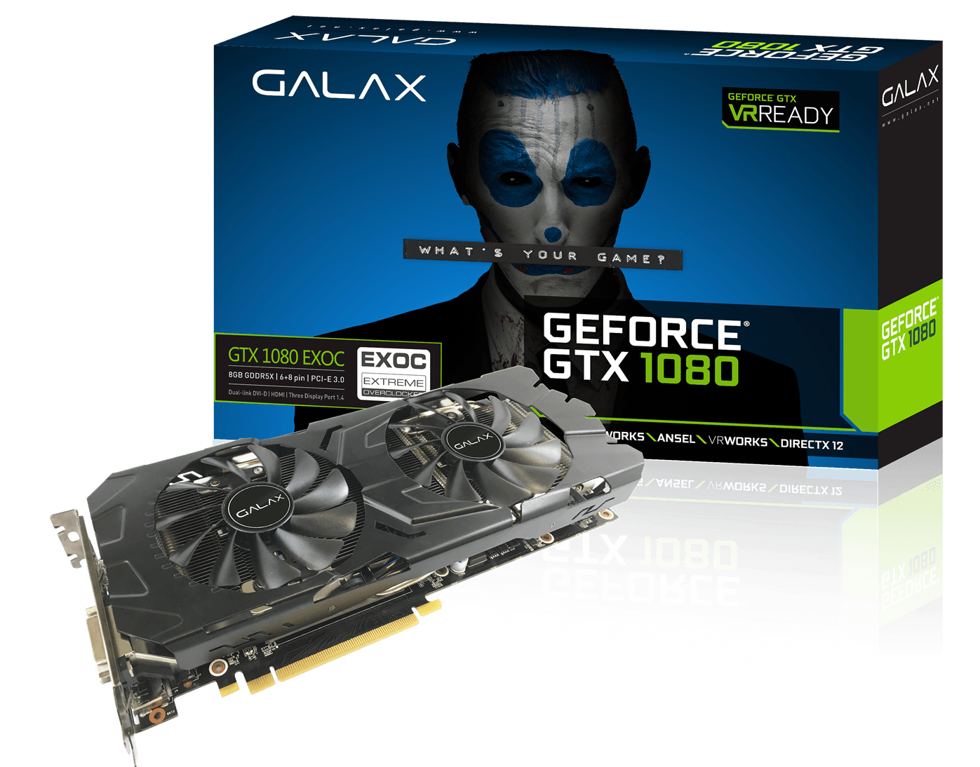 PLACA DE VÍDEO GALAX GEFORCE GTX1080 NVIDIA EX OC 8GB DDR5