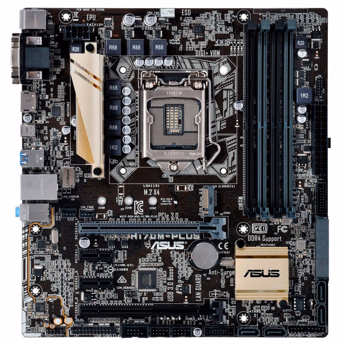 PLACA-MÃE ASUS INTEL H170M-PLUS 1151 64GB VGA PCIE 3.0 DDR4 BOX - Imagem 2