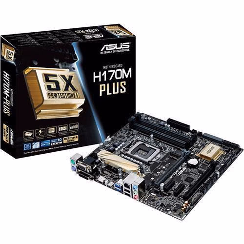 PLACA-MÃE ASUS INTEL H170M-PLUS 1151 64GB VGA PCIE 3.0 DDR4 BOX