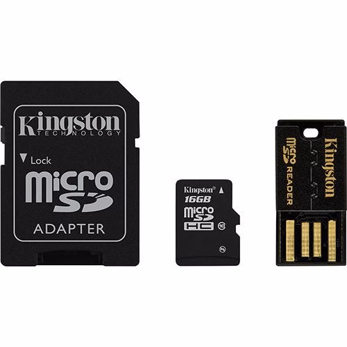 CARTAO MICRO SD 16GB + ADAPTADOR SD + USB - KINGSTON