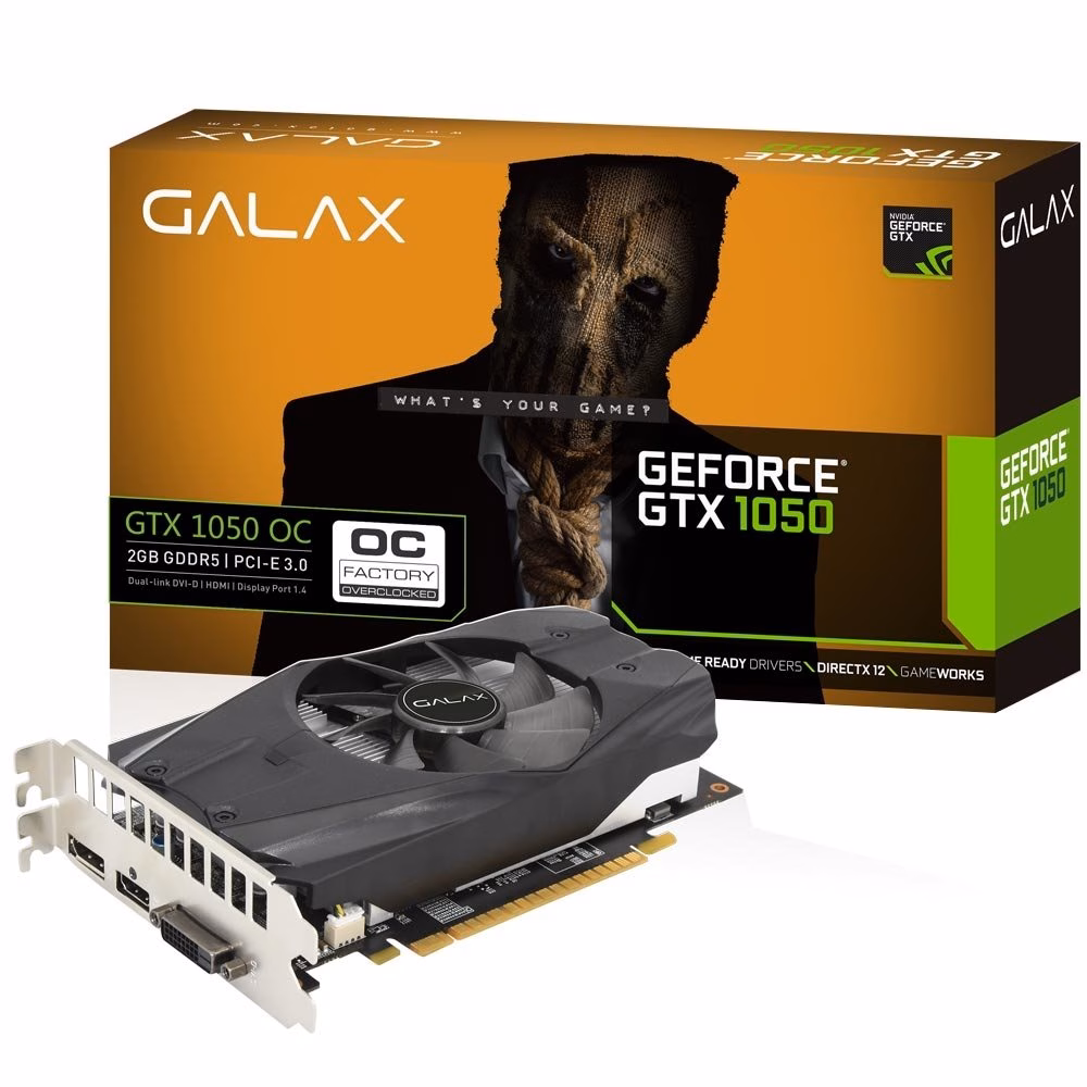 PLACA DE VIDEO GEFORCE GTX1050 2GB DDR5 50NPH8DSN8OC - GALAX