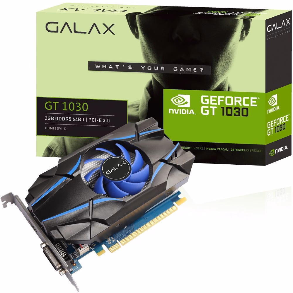 Placa de Vídeo VGA NVIDIA Galax GEFORCE GT 1030 2GB GDDR5 64Bits - 30NPH4HVQ4ST