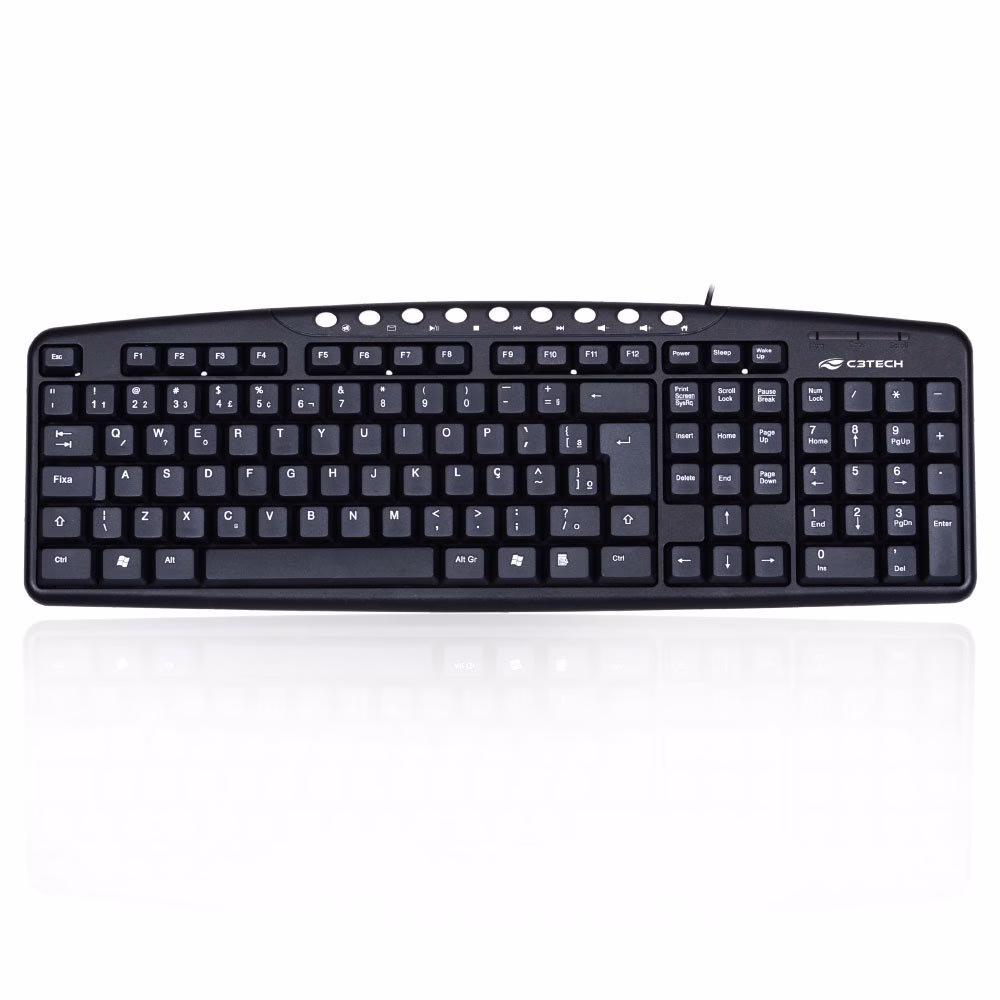 Teclado Multimídia C3 Tech Usb Preto - Kb2237-2 Bk