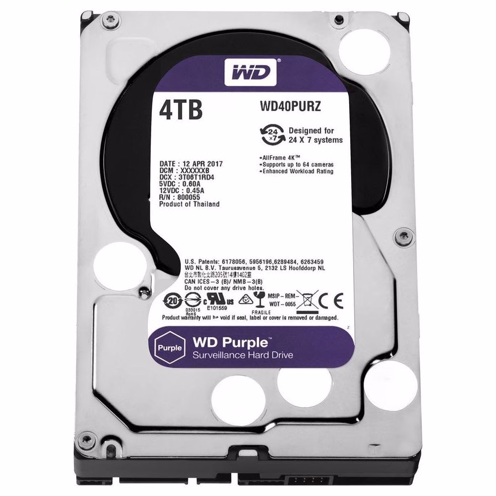 HD 4TB Western Digital Purple Surveillance 3.5" SATA - WD40PURZ