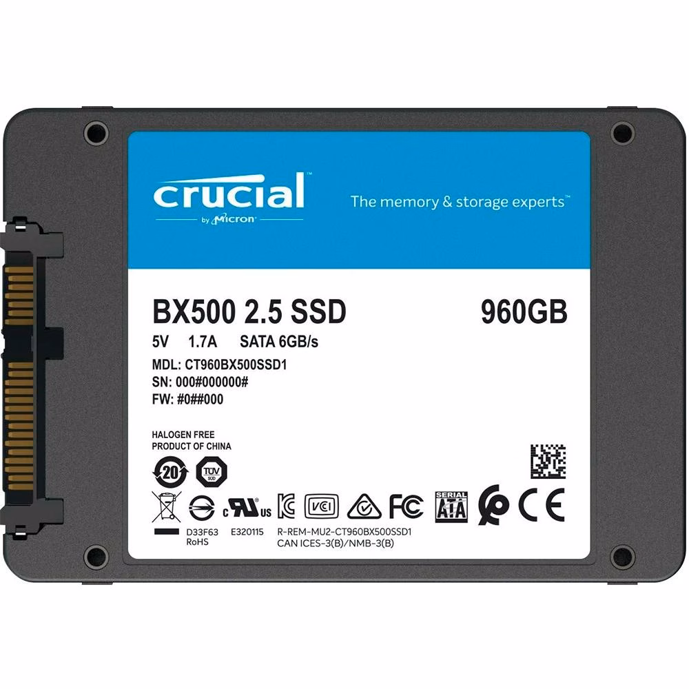 SSD Crucial BX500, 960GB, SATA, Leitura 540MB/s, Gravação 500MB/s - CT960BX500SSD1 - Imagem 3