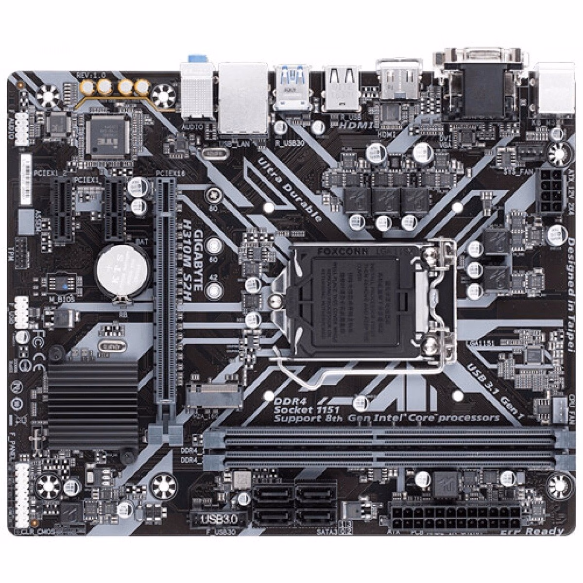 Placa Mãe Gigabyte H310M S2H, Chipset H310, Intel LGA 1151, mATX, DDR4 - Imagem 4