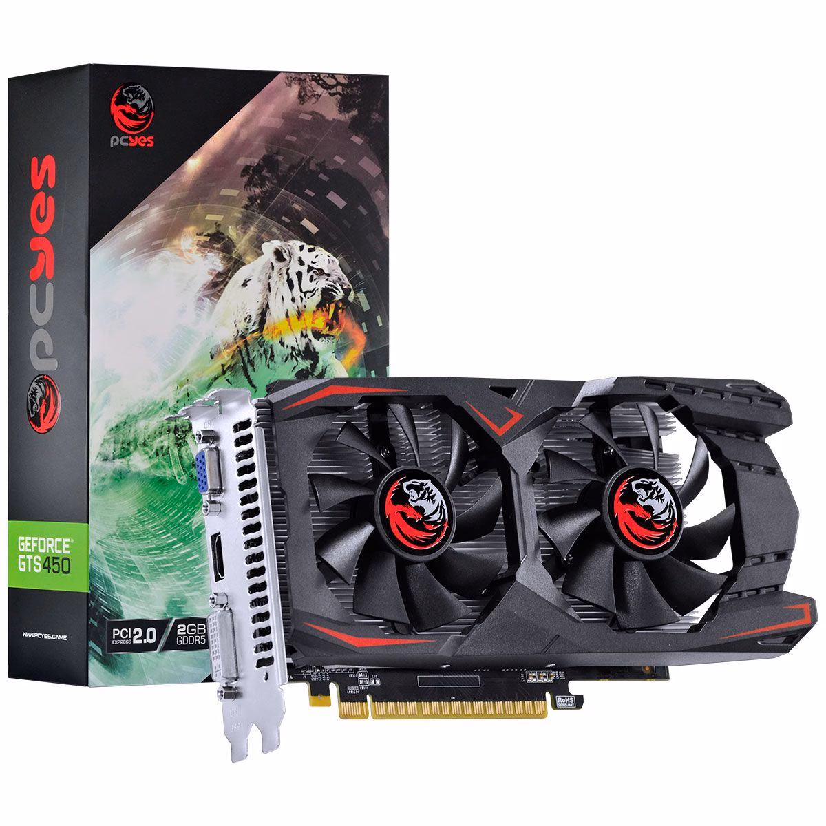 Placa De Vídeo PCYES Nvidia Geforce GTS 450 2GB GDDR5 128 BITS DUAL-FAN - PA45012802G5