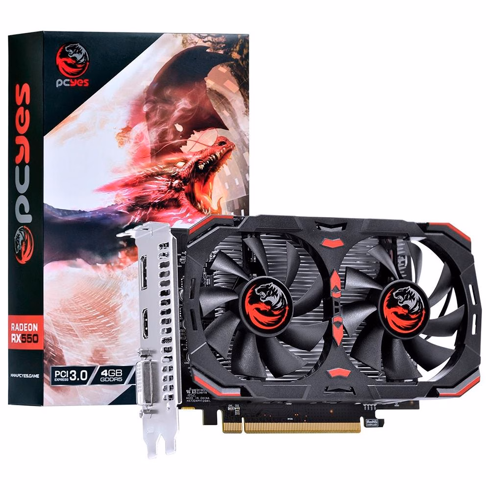 Placa de Vídeo PCYes AMD Radeon RX 550 4GB, GDDR5 - PJ550RX12804G5DF