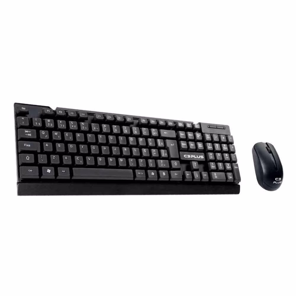 Teclado e Mouse Sem Fio C3Plus ABNT2 - K-W11BK