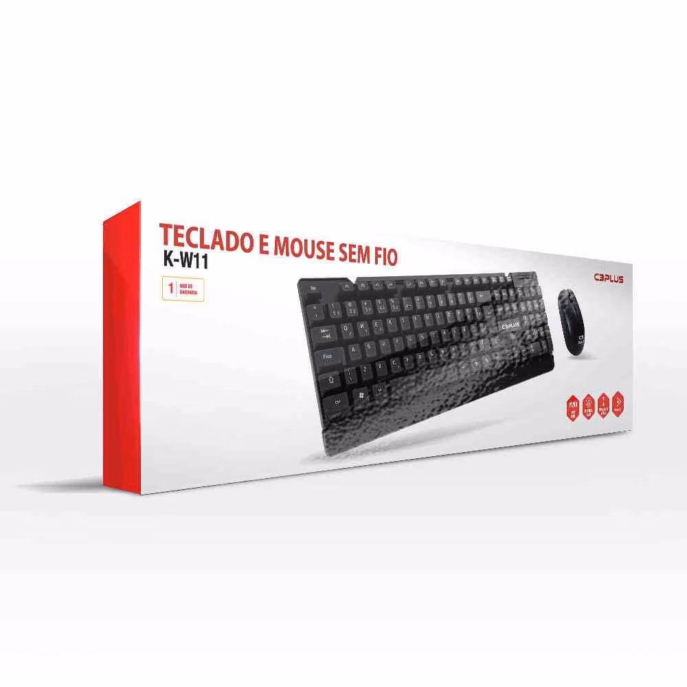 Teclado e Mouse Sem Fio C3Plus ABNT2 - K-W11BK - Imagem 3