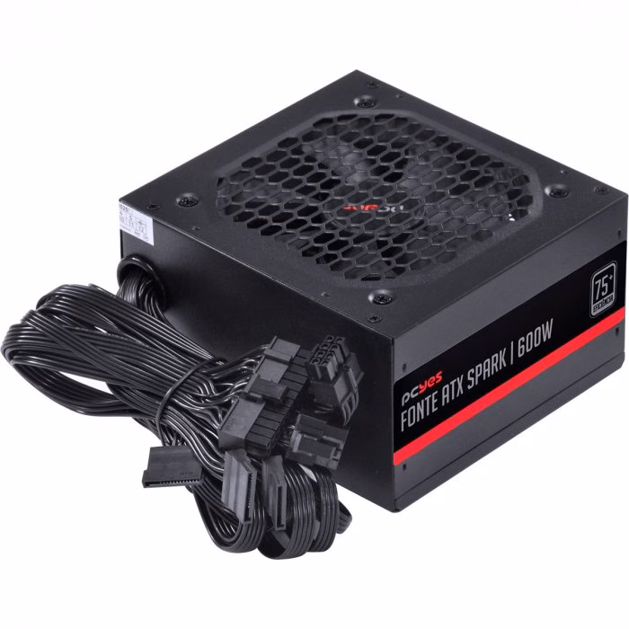 Fonte PCYES Spark 600W, 75+ Eficiência, PFC Ativo, PXSP600WPT - Imagem 3