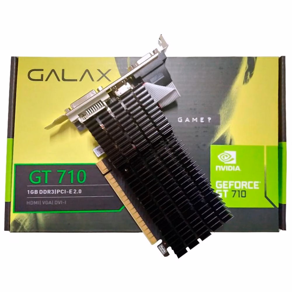 Placa de Vídeo Galax Geforce GT 710 1GB DDR3 64 Bits DVI / HDMI / VGA - LOW Profile - 71GGF4DC00WG
