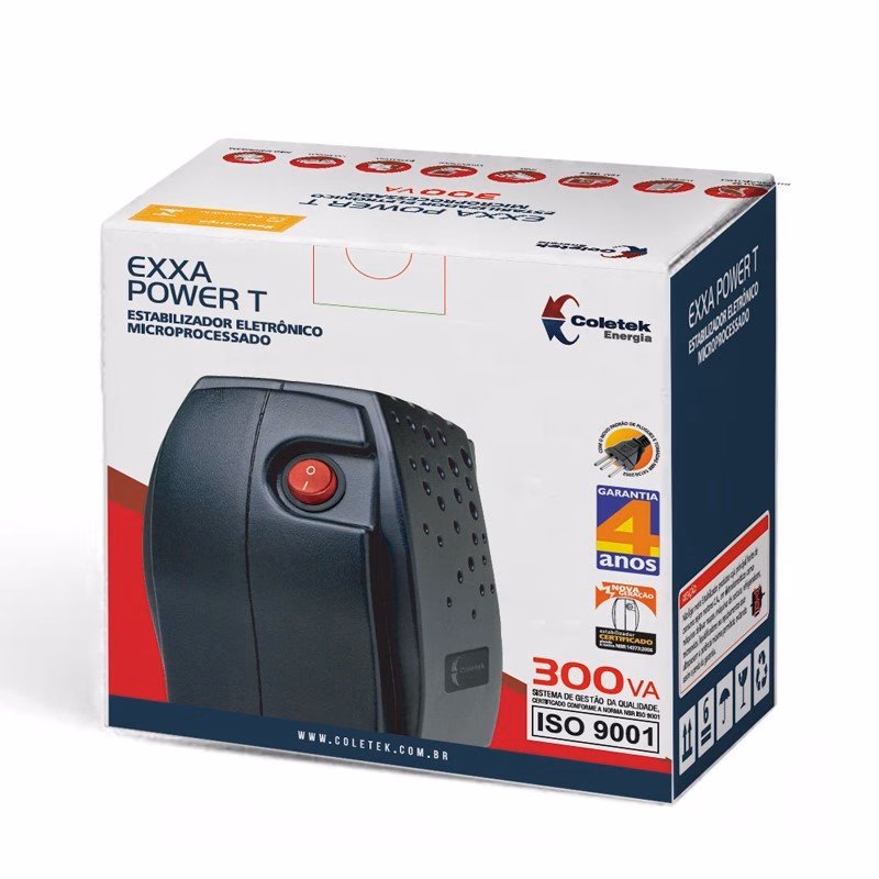 Estabilizador EXXA POWER 300VA, Entrada Mono 115V, Saída Mono 115V, Coletek - Imagem 2