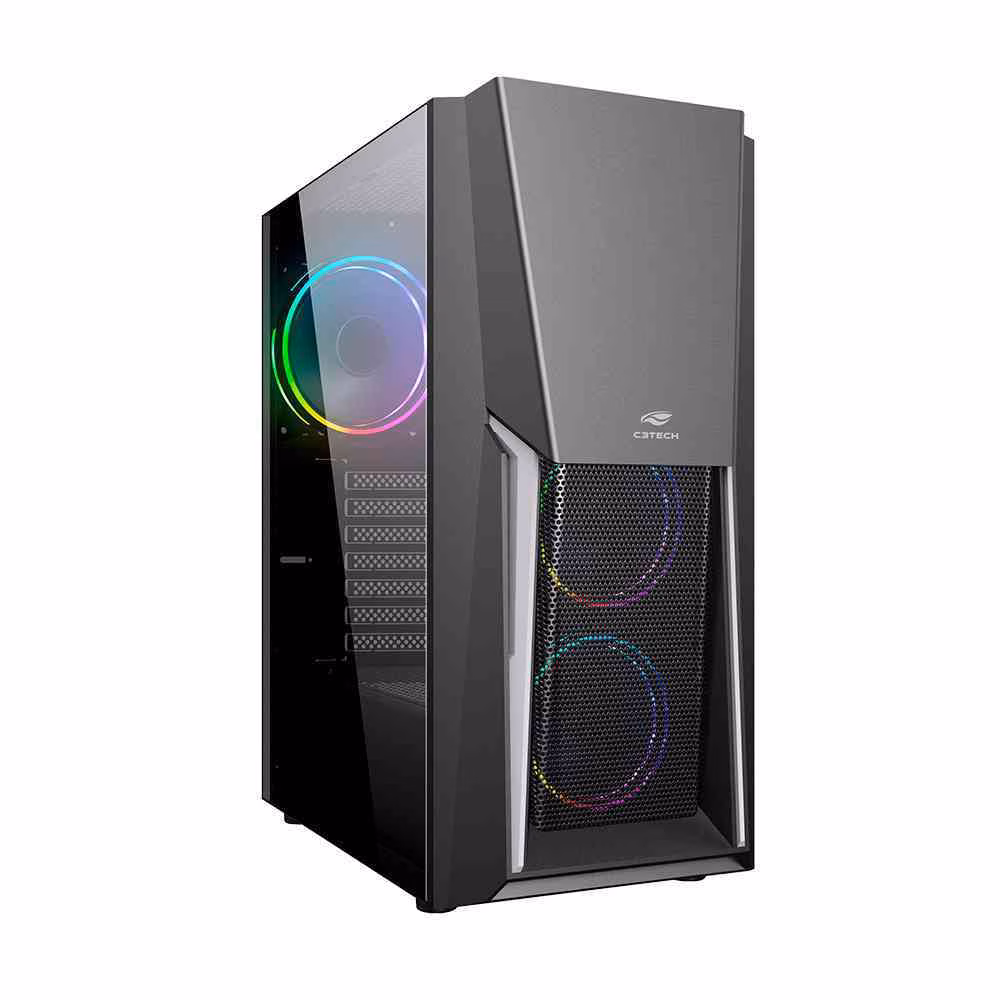 Gabinete Gamer C3Tech MT-G670SBK, Sem Fonte