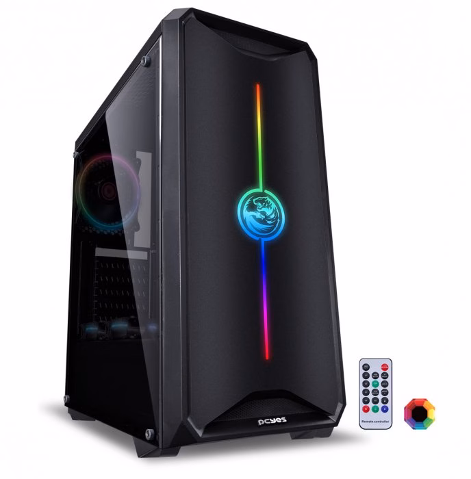 Gabinete Gamer PCYes NovaPlus, 3 Fans Led RGB, Lateral em Acrílico