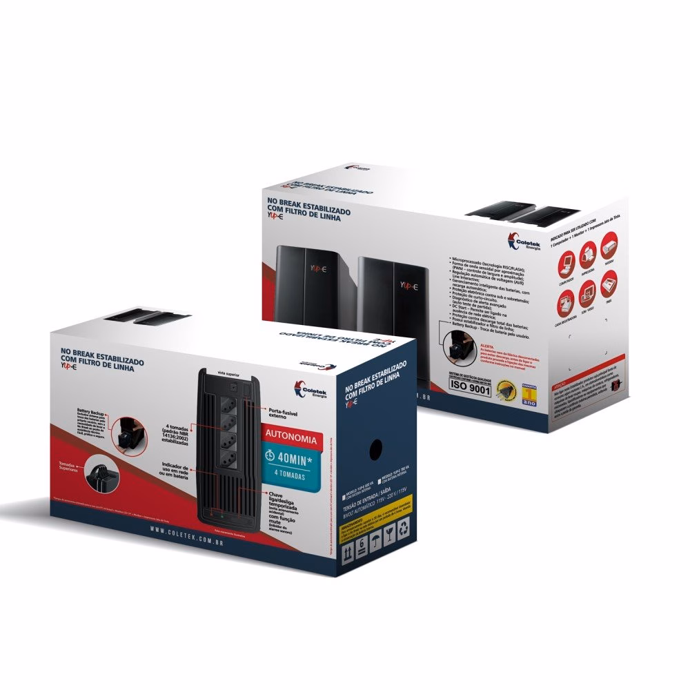 Nobreak YUP-E 700VA, Entrada Bivolt Automático, Saída 115V, Coletek - Imagem 4