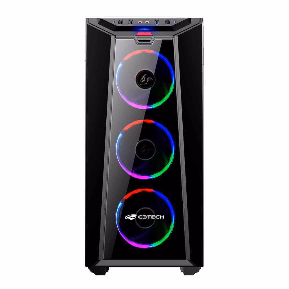 Gabinete Gamer C3Tech MT-G800BK, Sem Fonte - Imagem 2