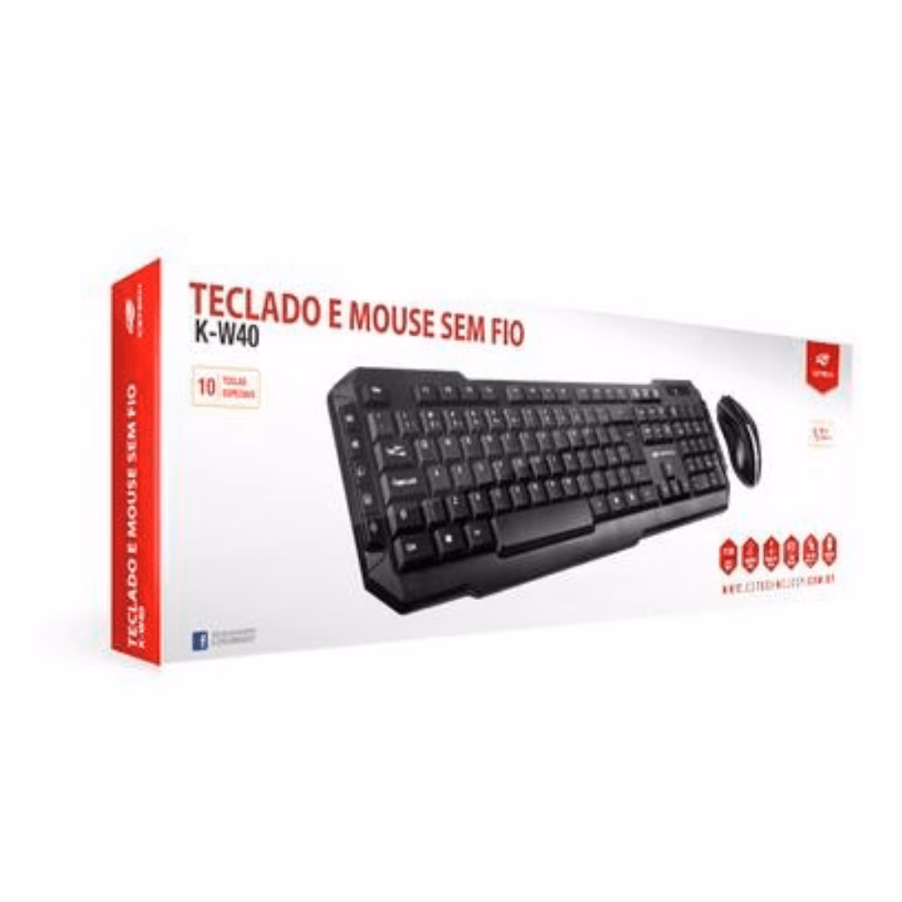 Kit Teclado e Mouse C3Tech KW40BK sem fio - Imagem 2