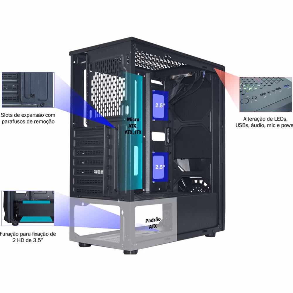 Gabinete Gamer K-Mex Jaeger CG-01TJ - Imagem 2