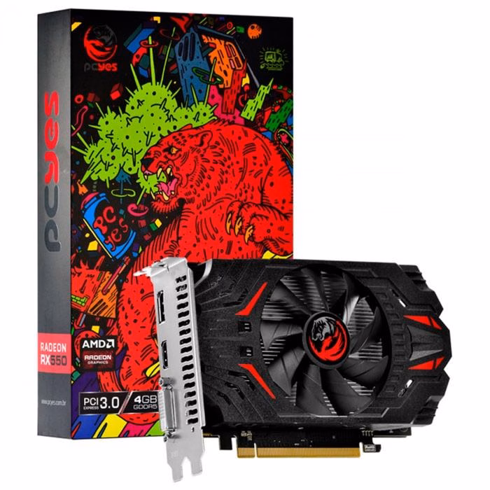 Placa de Vídeo PCYES AMD Radeon RX 550, 4GB GDDR5, 128 Bits, Graffiti Series PJRX550R5SF