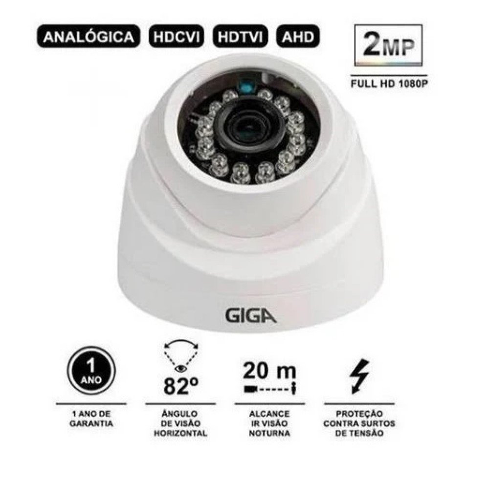 Câmera Giga GS0470A Dome IR 20M (2MP, 1080p