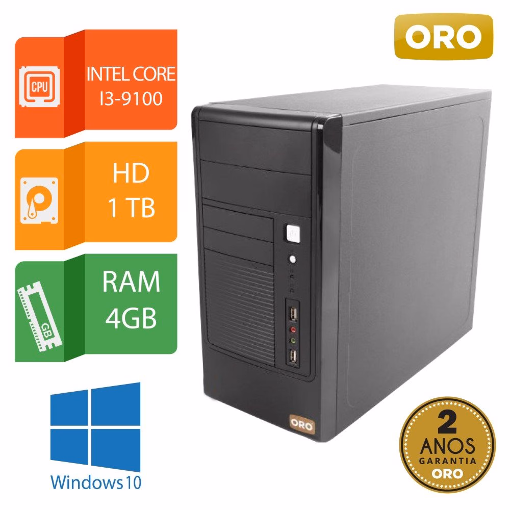 Computador F127 Intel Core i3-9100, 4GB, HD 1TB, Windows 10 Pro