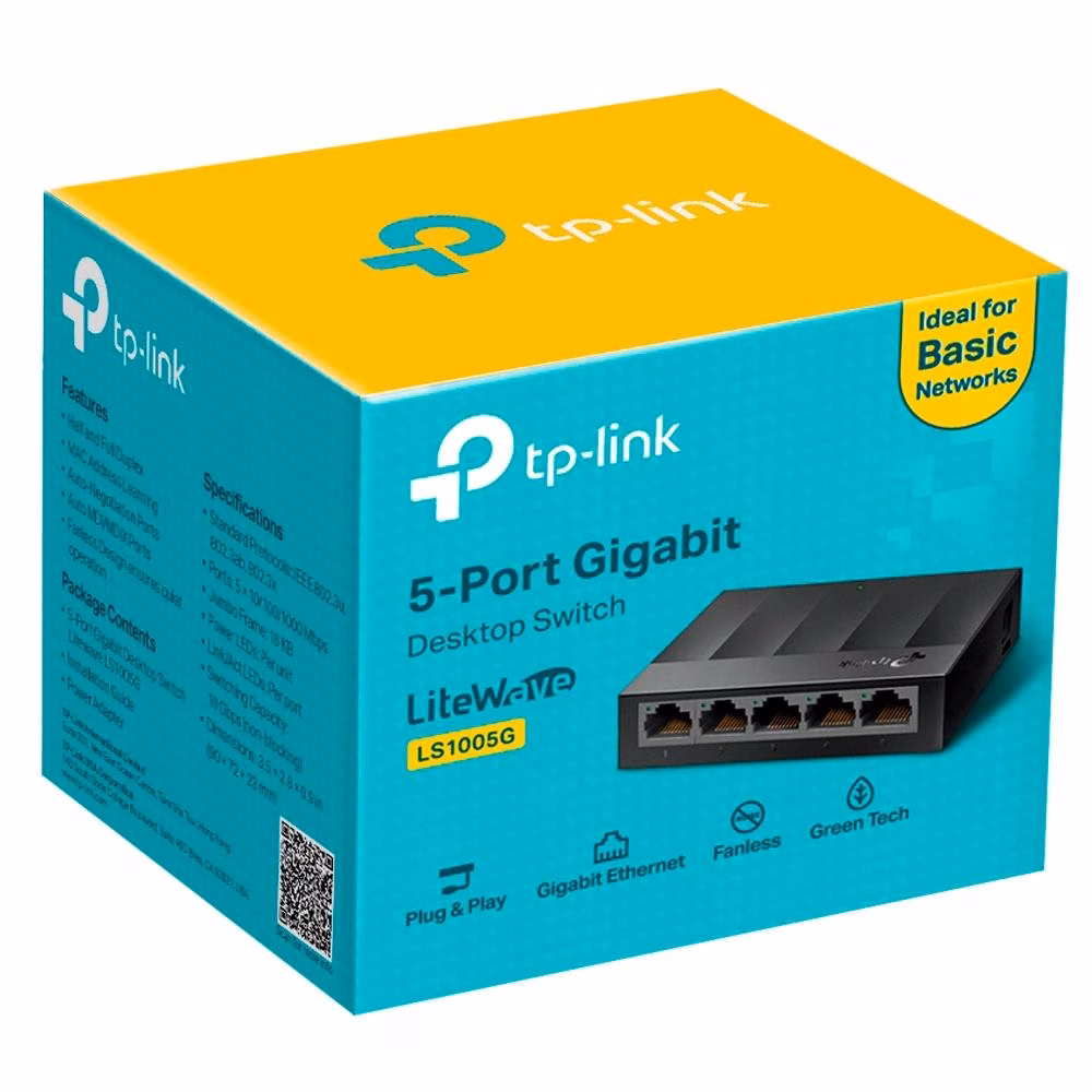 Switch TP-Link LS1005G 5 Portas Gigabit, de Mesa - Imagem 3