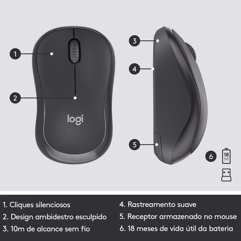 Kit Teclado e Mouse Sem Fio Logitech MK295, ABNT2 - Imagem 2