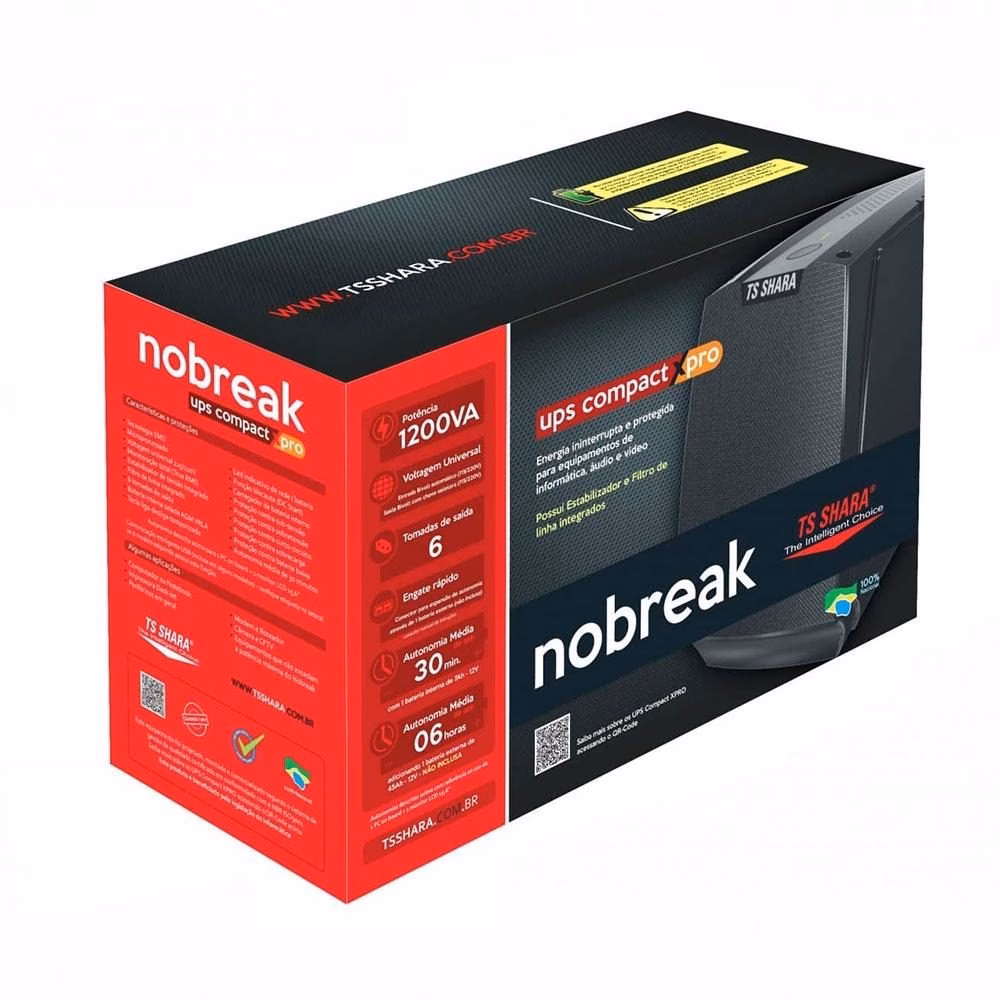 Nobreak TS Shara UPS Compact XPro, 1200VA, Entrada Bivolt e Saída Bivolt Selecionável - 4402 - Imagem 2