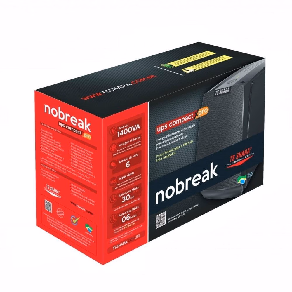 Nobreak TS Shara UPS Compact XPro Universal, 1400VA, Entrada Bivolt e Saída Bivolt Selecionável - 4413 - Imagem 3