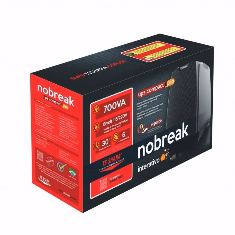 Nobreak Ts Shara Ups Compact Xpro 700va, Bivolt 115/220v, Preto - 4440 - Imagem 3
