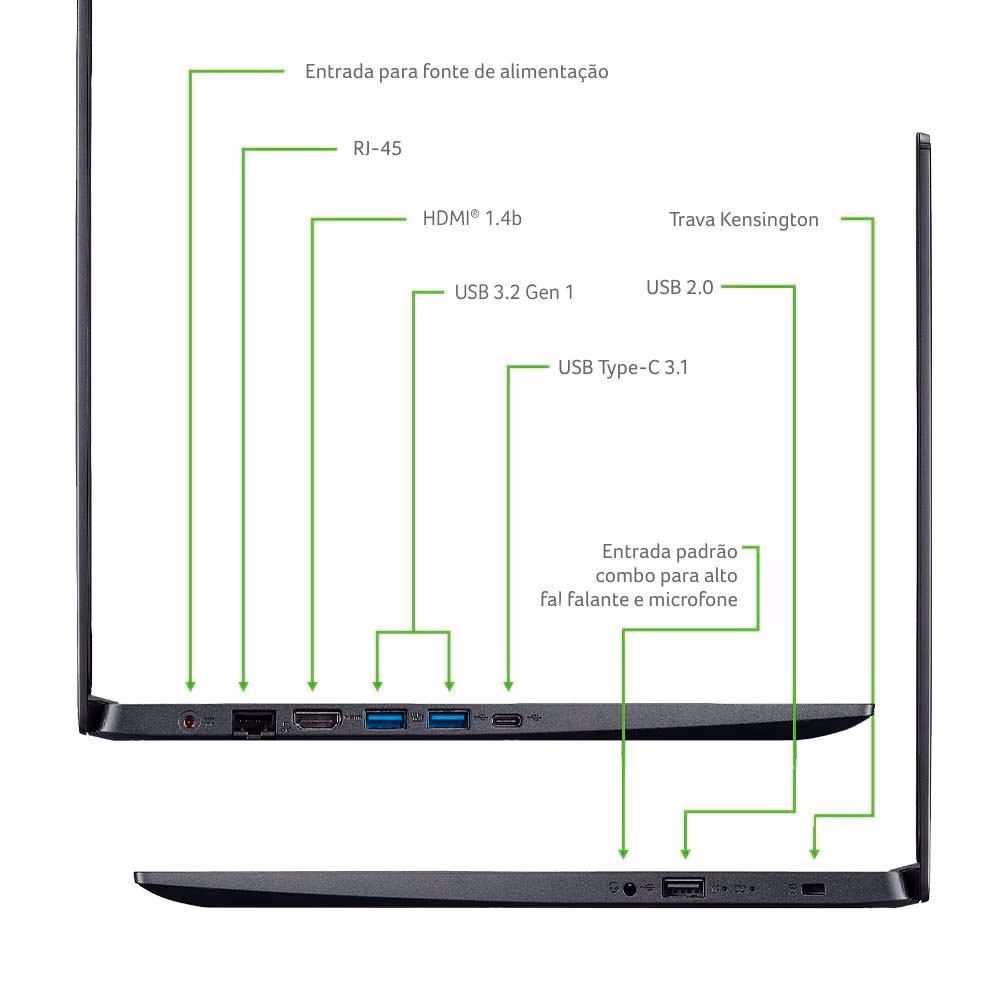 Notebook Acer Aspire 5 Intel Core i5-10210U, 8GB RAM, SSD 256GB NVMe, 15.6 Full HD, Win 10 Home - A515-54-53VN - Imagem 3