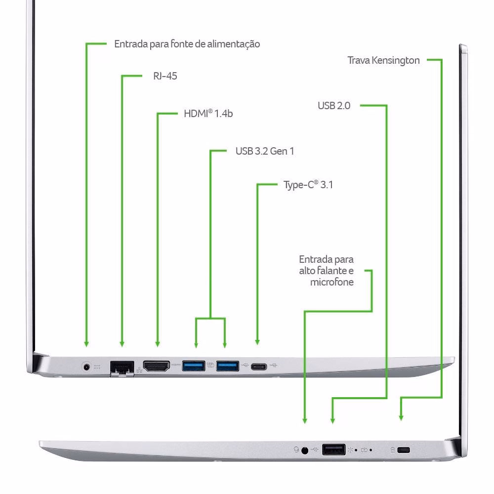 Notebook Acer Aspire 5 Intel Core i5-10210U, GeForce MX 250, 8GB RAM, 512GB SSD NVMe, 15.6 IPS FHD, Windows 11 Home, Prata - A515-54G-52FY - Imagem 4